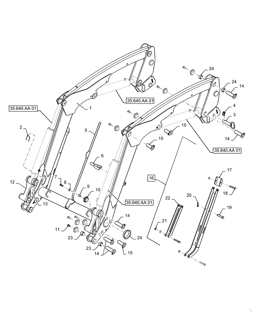 Схема запчастей Case IH L575 - (39.101.AB[01]) - BEAM - NON SELF LEVELING (39) - FRAMES AND BALLASTING