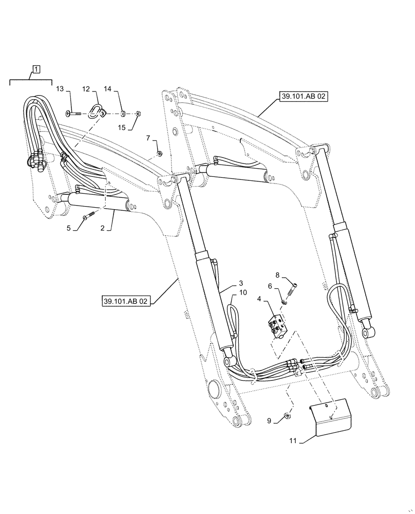 Схема запчастей Case IH L575 - (35.100.BI[01]) - HYDRAULIC CYLINDER - MECHANICAL SELF LEVELING (35) - HYDRAULIC SYSTEMS