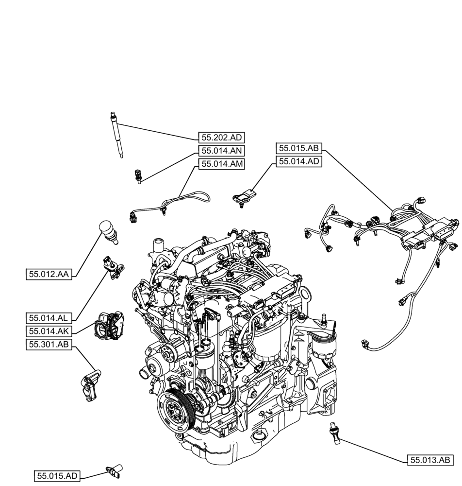 Схема запчастей Case IH F5BFL413E B002 - (55.000.00) - SECTION INDEX - ELECTRICAL SYSTEMS (55) - ELECTRICAL SYSTEMS