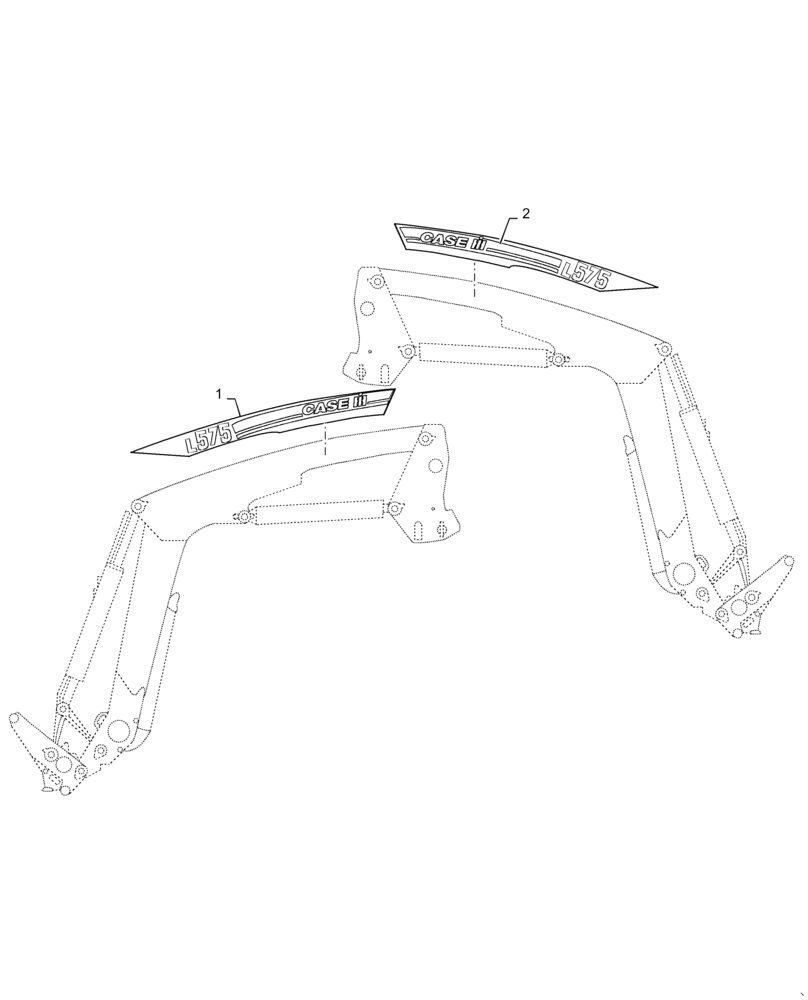 Схема запчастей Case IH L575 - (90.108.AA[01]) - MODEL, DECAL (90) - PLATFORM, CAB, BODYWORK AND DECALS