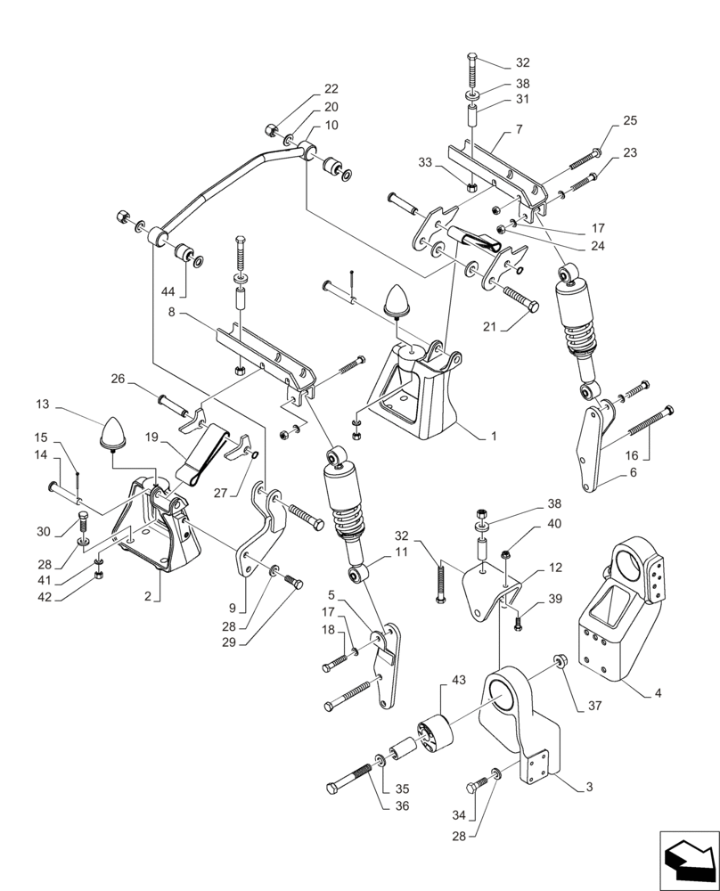 Схема запчастей Case IH MAGNUM 235 - (90.150.AJ[01]) - SUSPENSION, CAB (90) - PLATFORM, CAB, BODYWORK AND DECALS