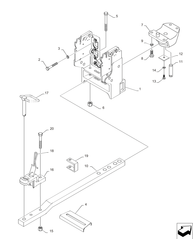 Схема запчастей Case IH MAGNUM 235 - (37.100.AA[01]) - DRAWBAR & HAMMERSTRAP, STANDARD (37) - HITCHES, DRAWBARS & IMPLEMENT COUPLINGS