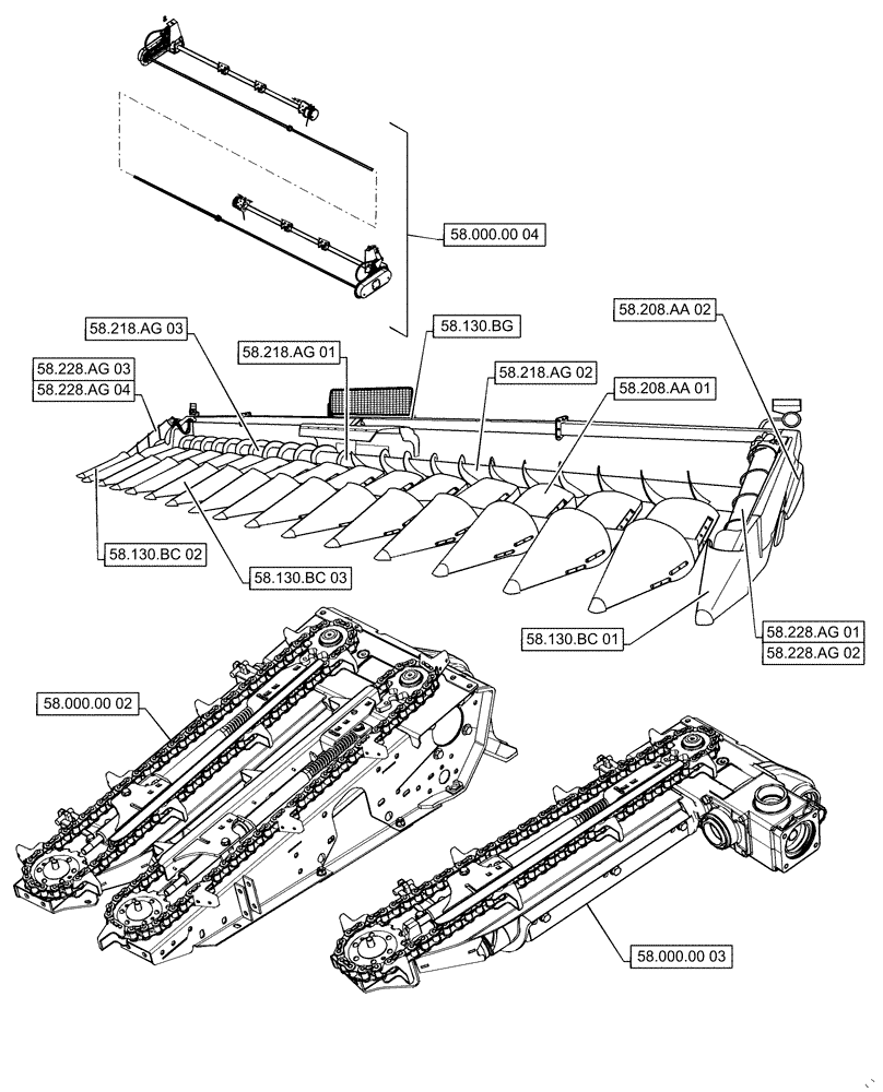 Схема запчастей Case IH 4416-30 - (00.000.58[01]) - PICTORIAL INDEX - ATTACHMENTS/HEADERS, MAIN (00) - GENERAL & PICTORIAL INDEX