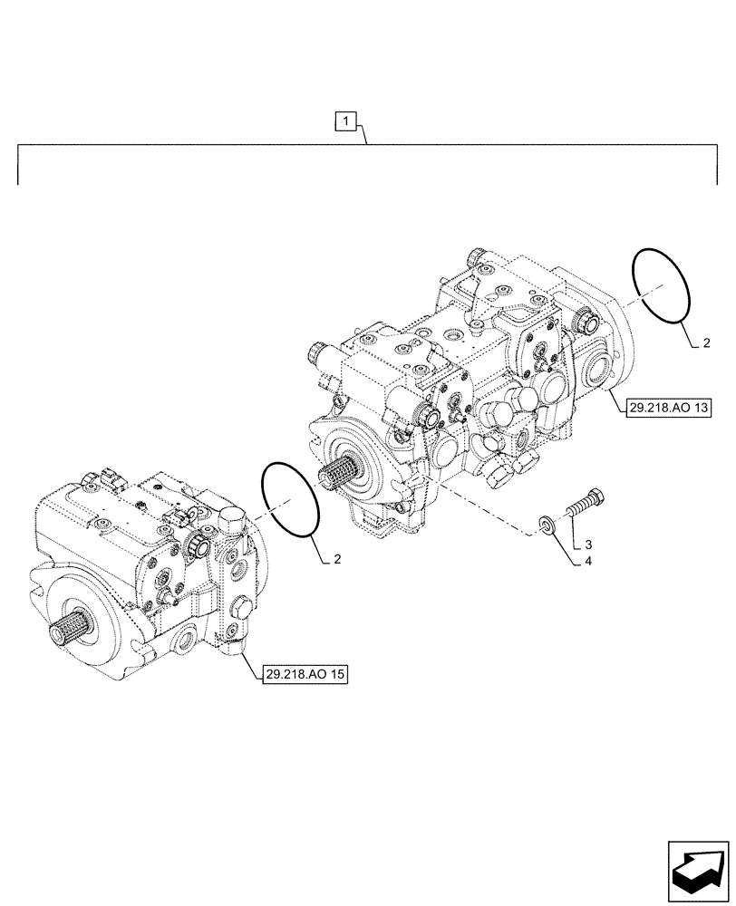 Схема запчастей Case IH SV300 - (29.218.AO [14]) - HYDROSTATIC PUMP, 53CC - 46CC, EHF (29) - HYDROSTATIC DRIVE