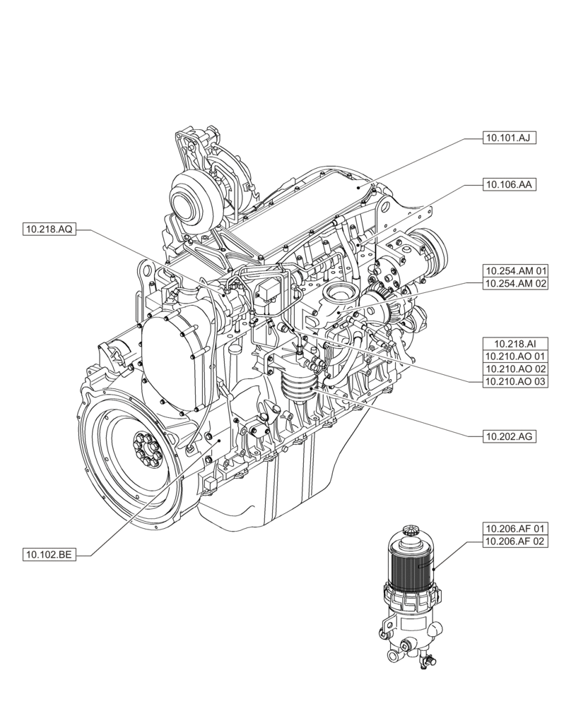 Схема запчастей Case IH MAGNUM 235 - (00.000.10[02]) - PICTORIAL INDEX - ENGINE (00) - GENERAL & PICTORIAL INDEX