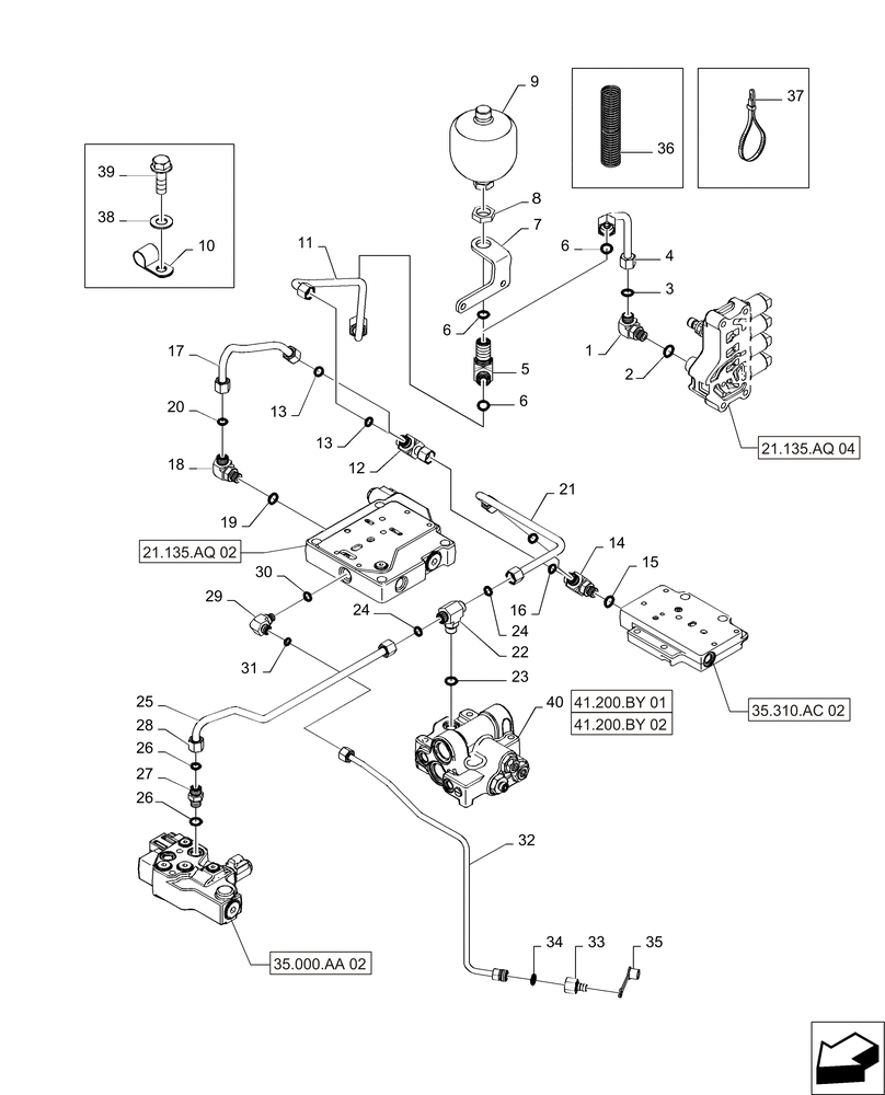 Схема запчастей Case IH MAGNUM 235 - (35.000.AA[01]) - HYDRAULIC SYSTEM, REGULATED PRESSURE (35) - HYDRAULIC SYSTEMS