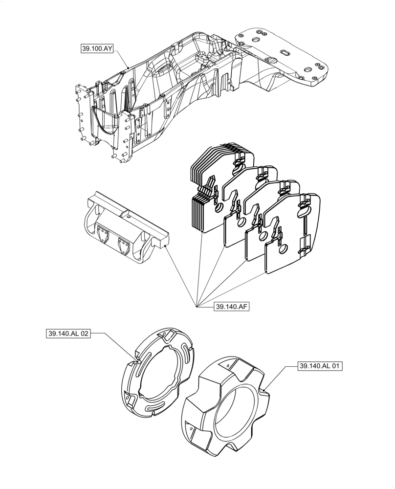 Схема запчастей Case IH MAGNUM 235 - (39.000.00) - PICTORIAL INDEX - FRAMES AND BALLASTING (39) - FRAMES AND BALLASTING