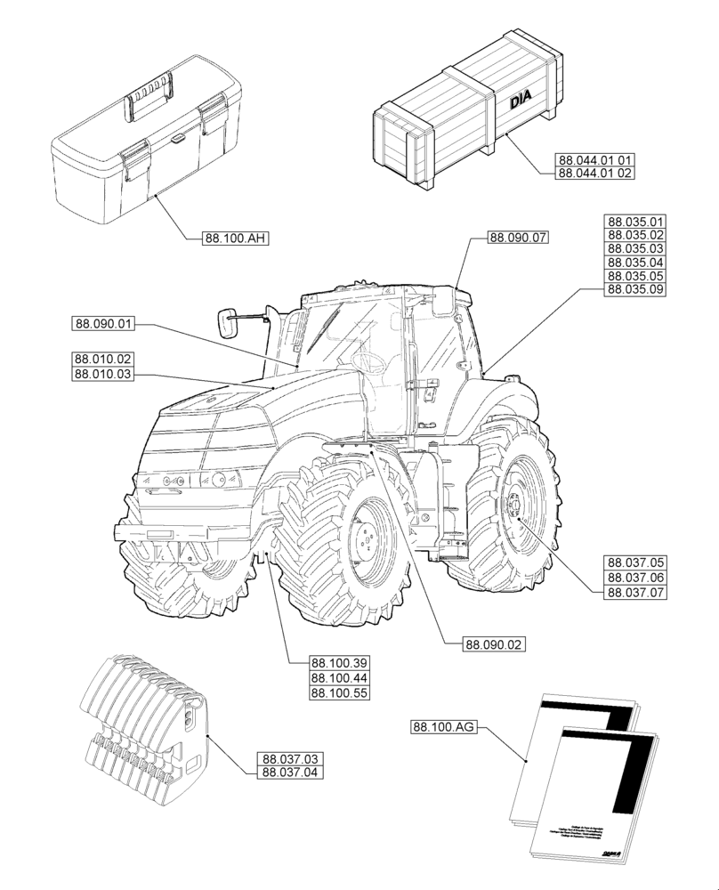 Схема запчастей Case IH MAGNUM 235 - (88.000.00) - PICTORIAL INDEX - ACCESSORIES (88) - ACCESSORIES