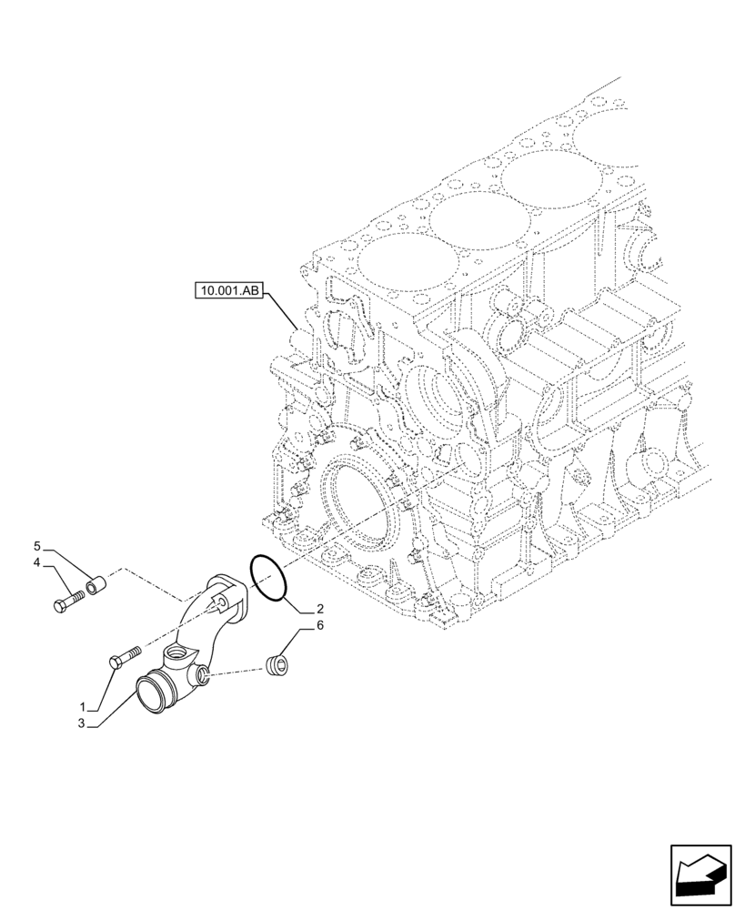 Схема запчастей Case IH F2CFE613E B006 - (10.400.AQ) - WATER PUMP LINE (10) - ENGINE