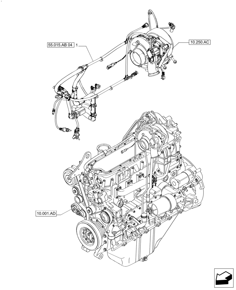 Схема запчастей Case IH MAGNUM 235 - (55.015.AB[03]) - MOTOR ELECTRIC INSTALLATION (504385996) (55) - ELECTRICAL SYSTEMS