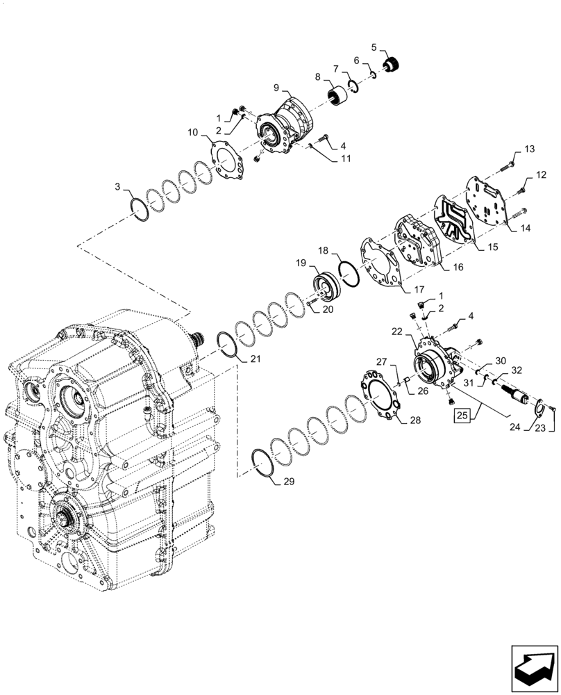 Схема запчастей Case IH STEIGER 370 - (21.113.AD[07]) - TRANSMISSION, FRONT RETAINER, PS4, 8C, 370, 420, 470 HD, ASN ZFF308001 (21) - TRANSMISSION