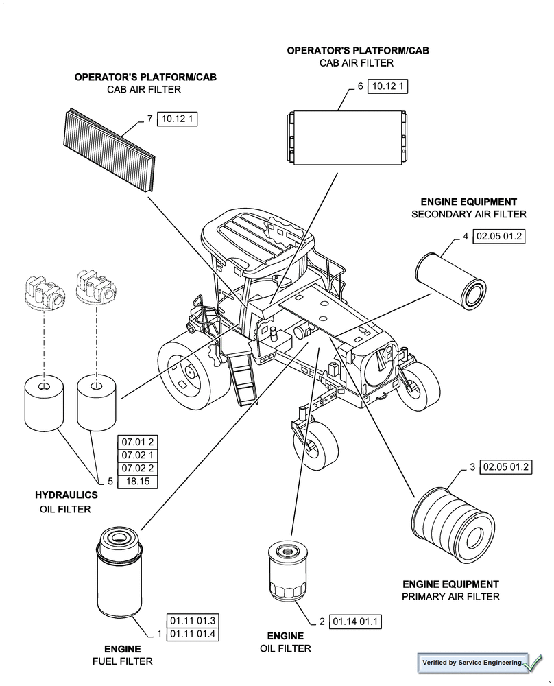 Схема запчастей Case IH WDX1902 - (05.100.03[01]) - FILTERS, WDX1902 (00) - GENERAL