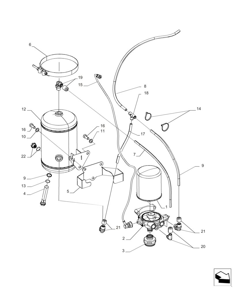 Схема запчастей Case IH MAGNUM 3154 - (33.224.AF[07]) - VAR - 420516, 420517, 420527 - RESERVOIR, LH TRAILER BRAKE, STD REAR AXLE, LH (33) - BRAKES & CONTROLS