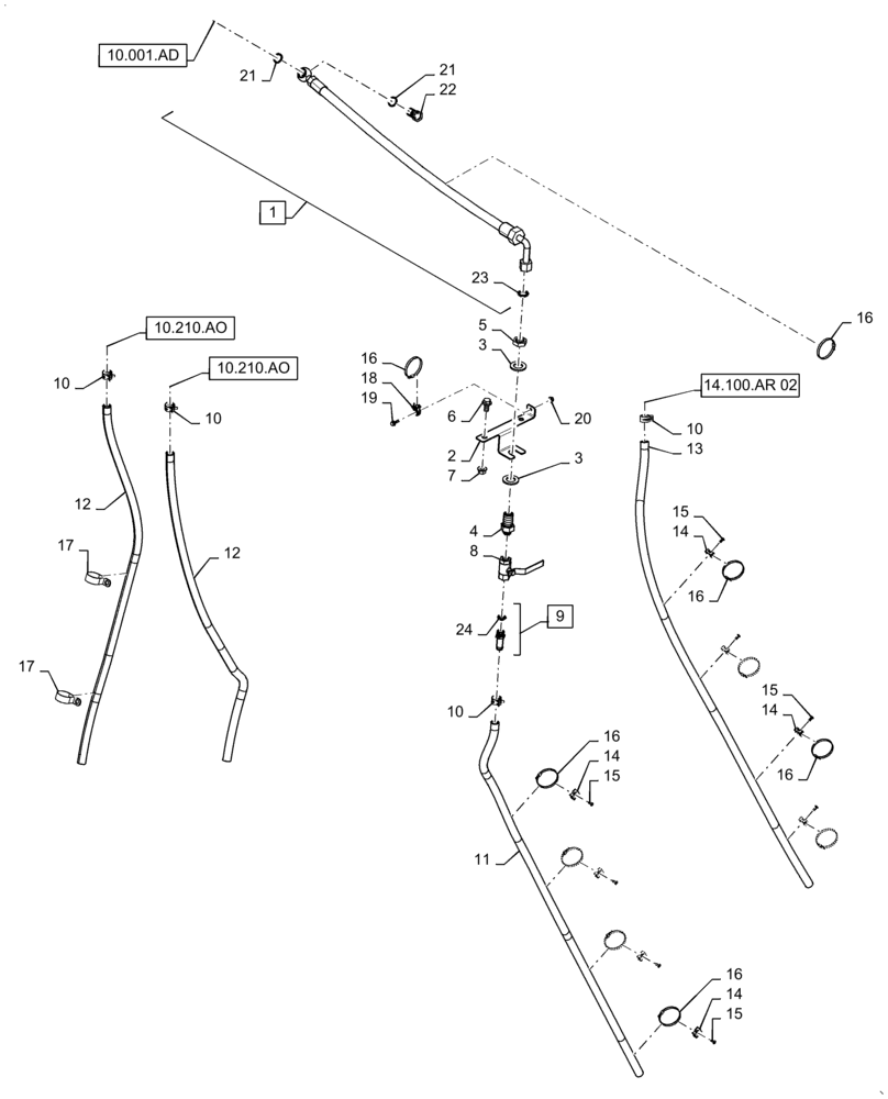 Схема запчастей Case IH 7140 - (10.102.AW) - REMOTE DRAIN LINE (10) - ENGINE