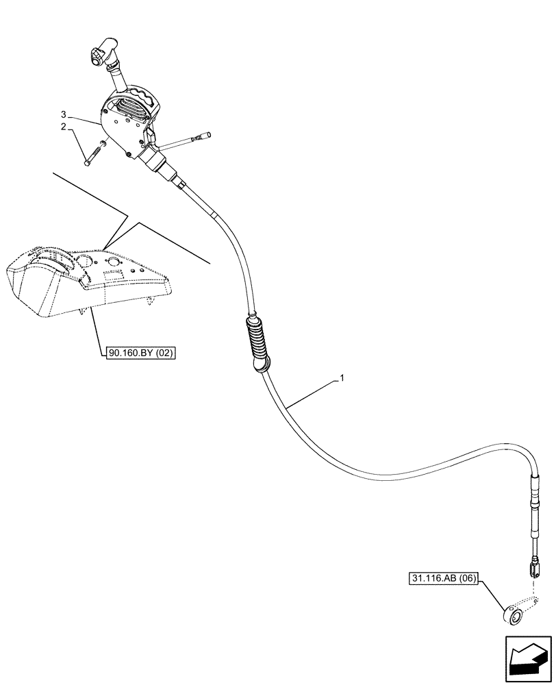 Схема запчастей Case IH MAXXUM 150 - (31.101.AC[05]) - VAR - 758437 - PTO, CONTROL LEVER (540E/1000/1000E RPM) (31) - IMPLEMENT POWER TAKE OFF