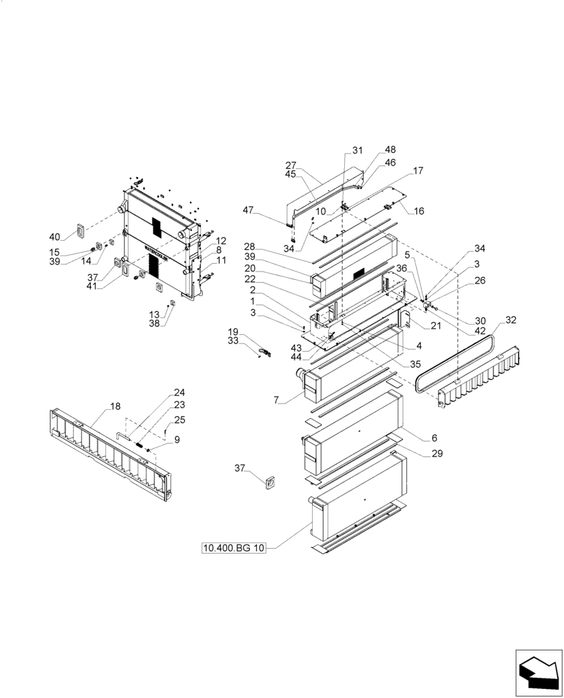 Схема запчастей Case IH A8800 - (10.400.BG[09]) - RADIATOR, ASSY (10) - ENGINE