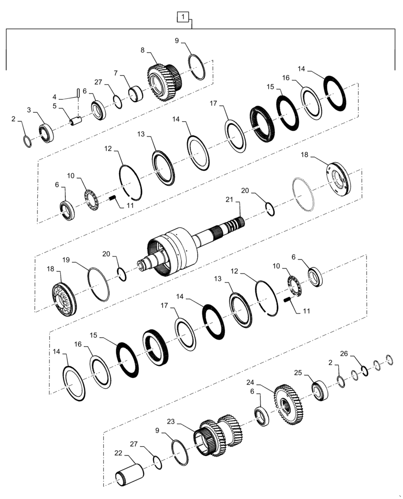 Схема запчастей Case IH STEIGER 540 - (21.155.AN[13]) - TRANSMISSION, 2ND SHAFT, PS4, 8.5C, 500 HD, 540 HD, ASN ZFF308001 (21) - TRANSMISSION