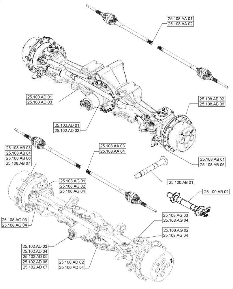Схема запчастей Case IH MAGNUM 235 - (00.000.25) - PICTORIAL INDEX - FRONT AXLE SYSTEM (00) - GENERAL & PICTORIAL INDEX
