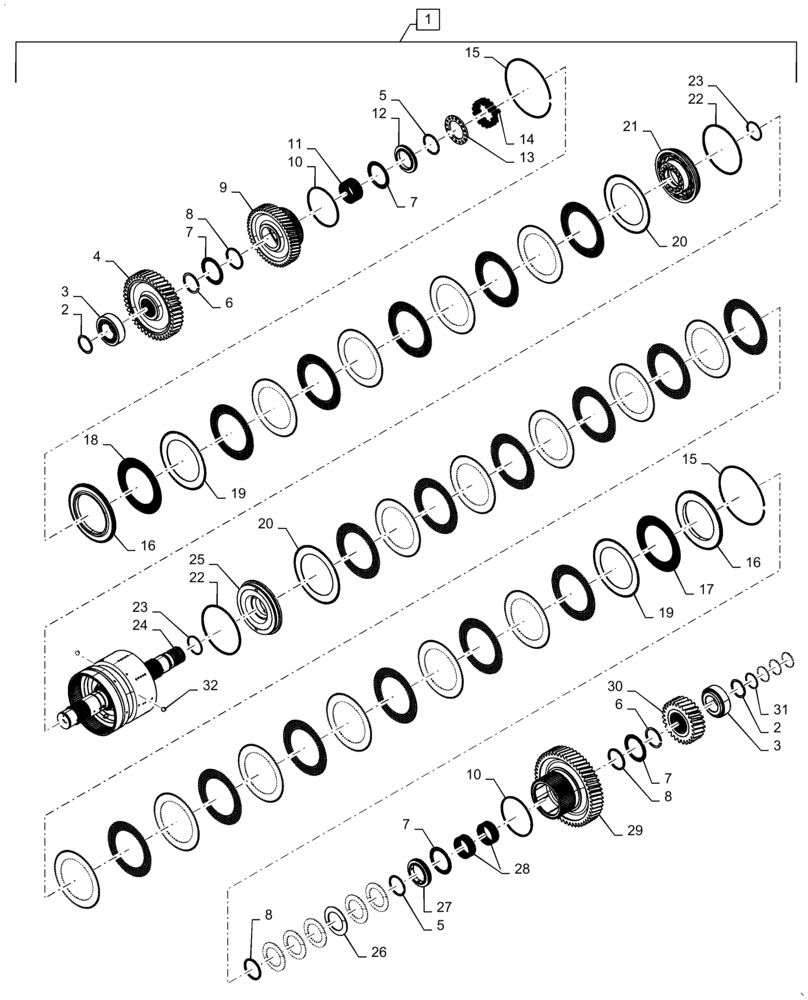 Схема запчастей Case IH STEIGER 370 - (21.155.AN[14]) - TRANSMISSION, 4TH SHAFT, PS4, 8C, 370, 420, 470 HD, ASN ZFF308001 (21) - TRANSMISSION