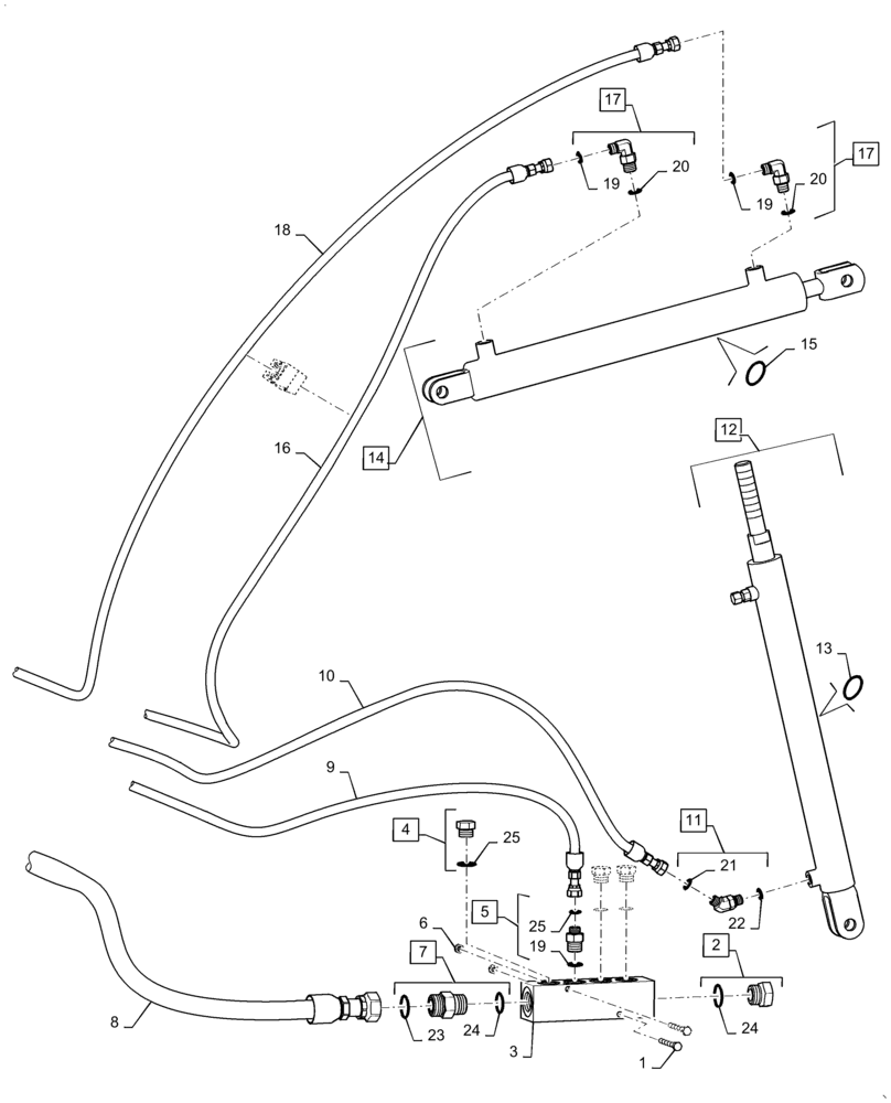 Схема запчастей Case IH DH253 - (35.420.AB[02]) - SINGLE KNIFE, SINGLE SWATH, SOLID REEL, HYDRAULIC LIFT 25FT (35) - HYDRAULIC SYSTEMS