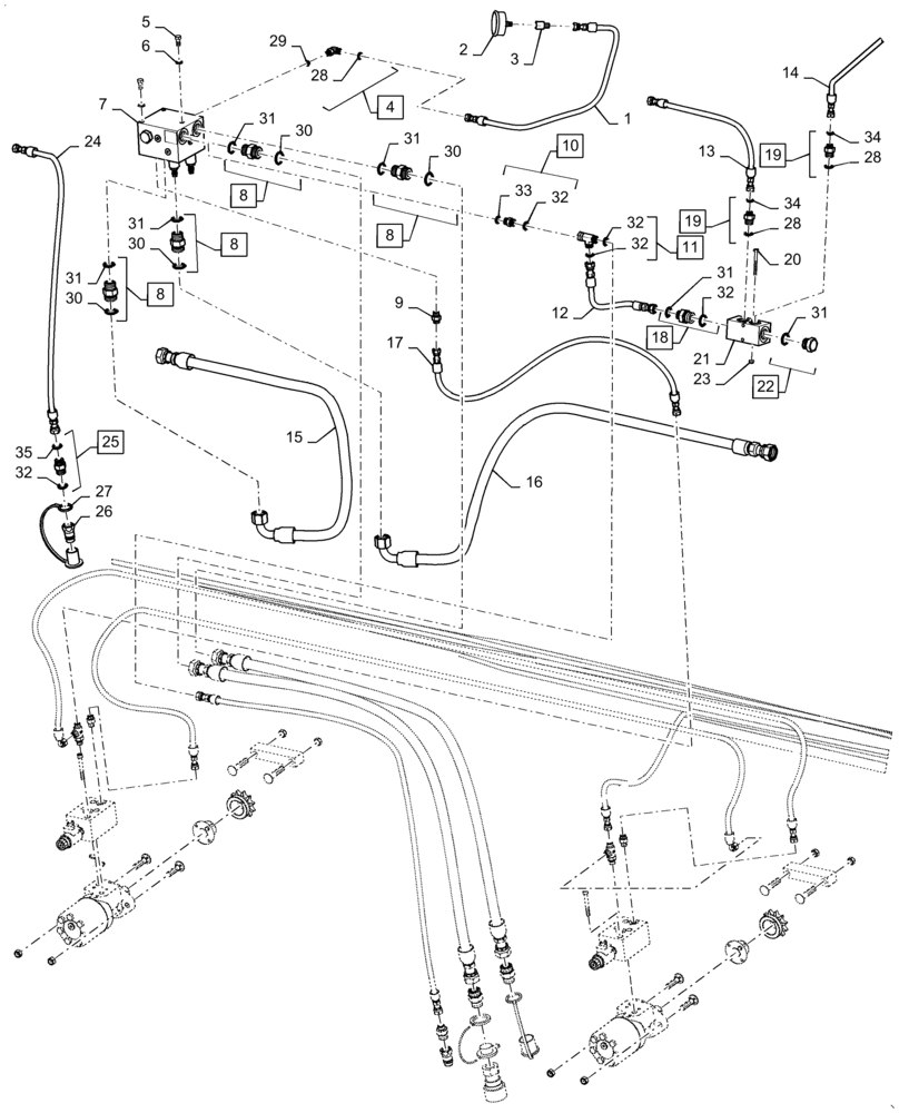 Схема запчастей Case IH DH213 - (35.420.AB[03]) - DOUBLE KNIFE, DOUBLE SWATH, SOLID REEL, HYDRAULIC LIFT 21FT (35) - HYDRAULIC SYSTEMS