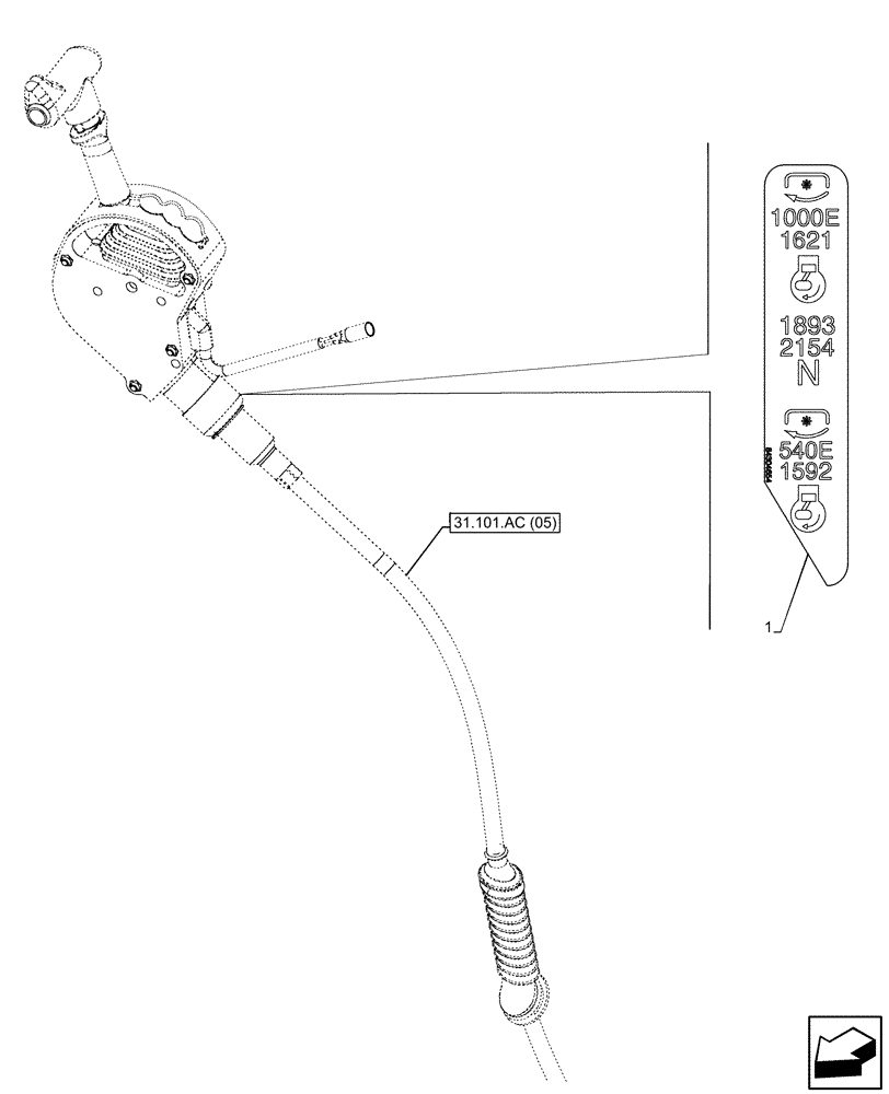 Схема запчастей Case IH MAXXUM 145 - (90.108.AC[11]) - VAR - 758437 - DECAL, PTO (540/540E/1000) (90) - PLATFORM, CAB, BODYWORK AND DECALS