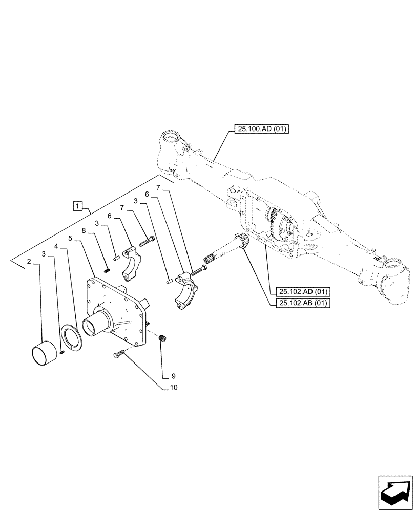 Схема запчастей Case IH PUMA 185 - (25.102.AC[01]) - VAR - 391157 - 4WD FRONT AXLE, DIFFERENTIAL CARRIER (25) - FRONT AXLE SYSTEM