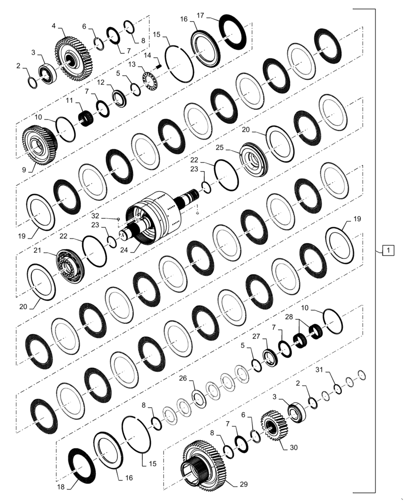 Схема запчастей Case IH STEIGER 540 - (21.155.AN[14]) - TRANSMISSION, 4TH SHAFT, PS4, 8.5C, 500 HD, 540 HD, ASN ZFF308001 (21) - TRANSMISSION