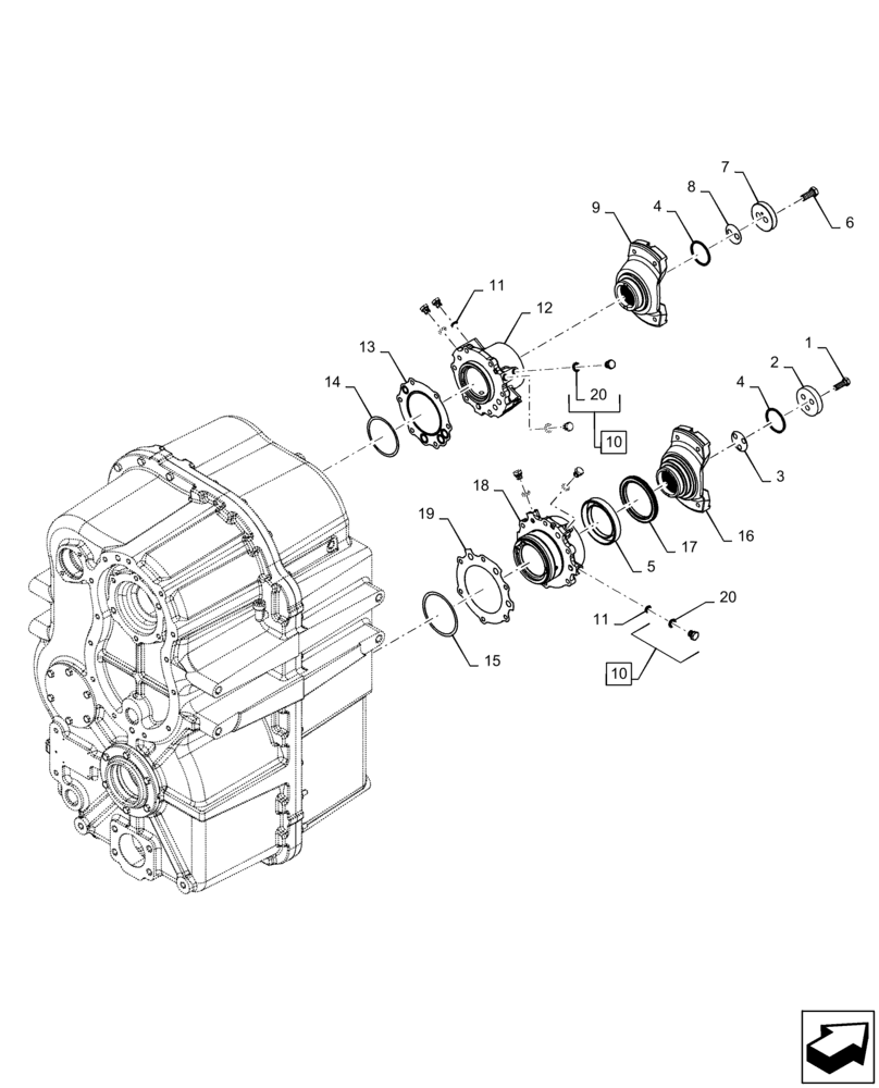 Схема запчастей Case IH QUADTRAC 620 - (21.113.AD[12]) - TRANSMISSION, FRONT YOKE, PS6, 9C, 500 SCRAPER, 540 SCRAPER, 580, 620, ASN ZFF308001 (21) - TRANSMISSION