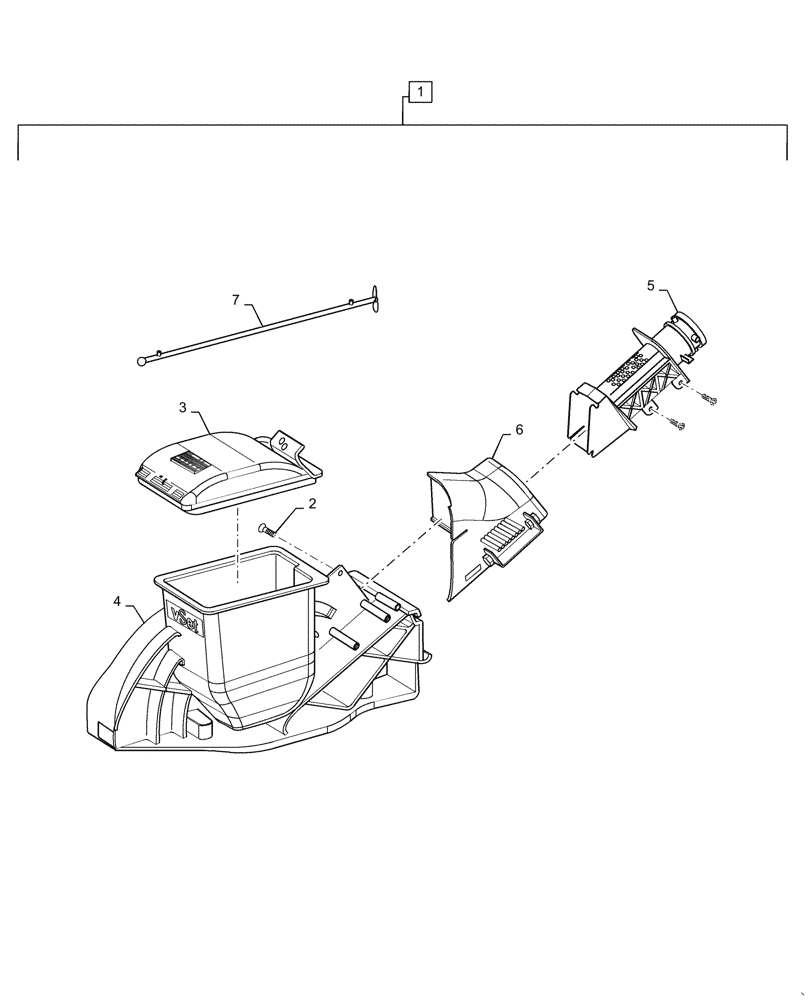 Схема запчастей Case IH PRECISION PLANT - (88.100.06[08]) - PRECISION PLANTING MIDDLE SECTION OF MINIHOPPER (WHERE VSET MOUNTS) 