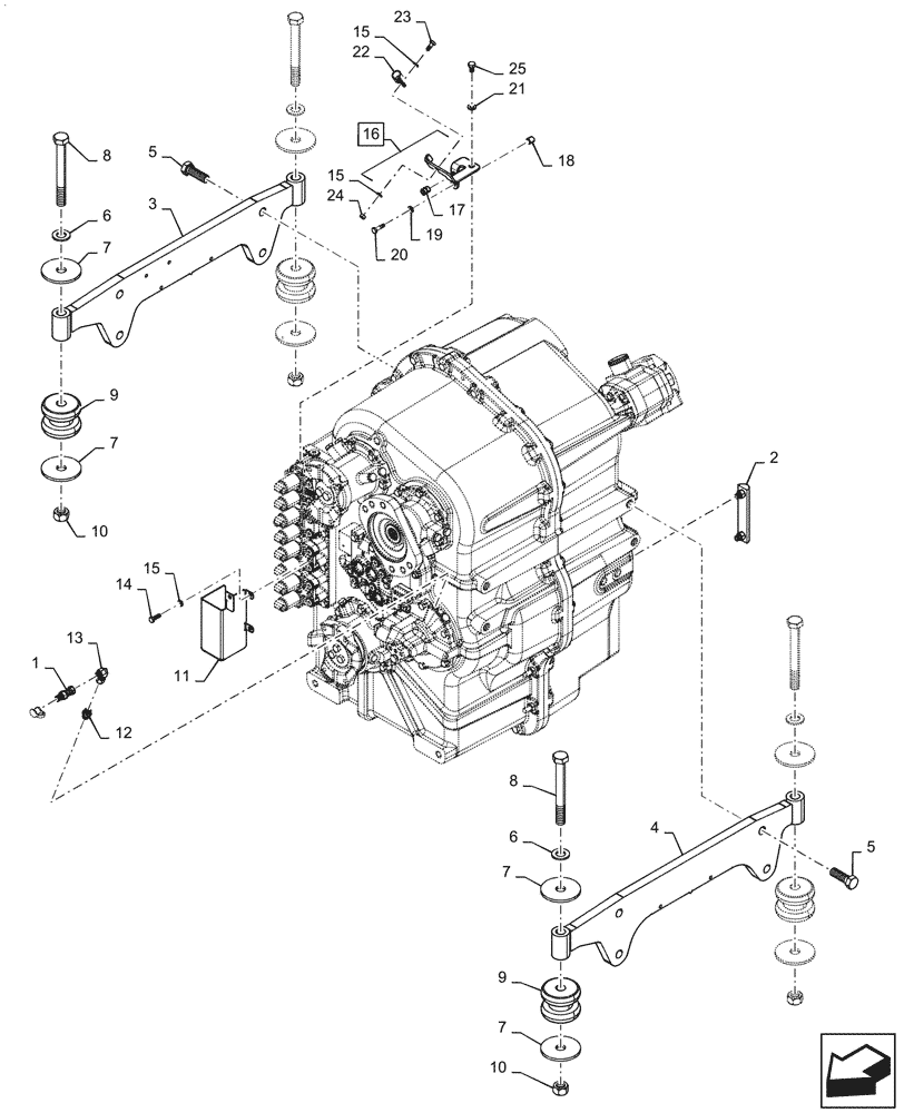 Схема запчастей Case IH STEIGER 540 - (21.113.AD[07]) - TRANSMISSION MOUNTING, 8.5C, 500 HD, 540 HD, ASN ZFF308001 (21) - TRANSMISSION
