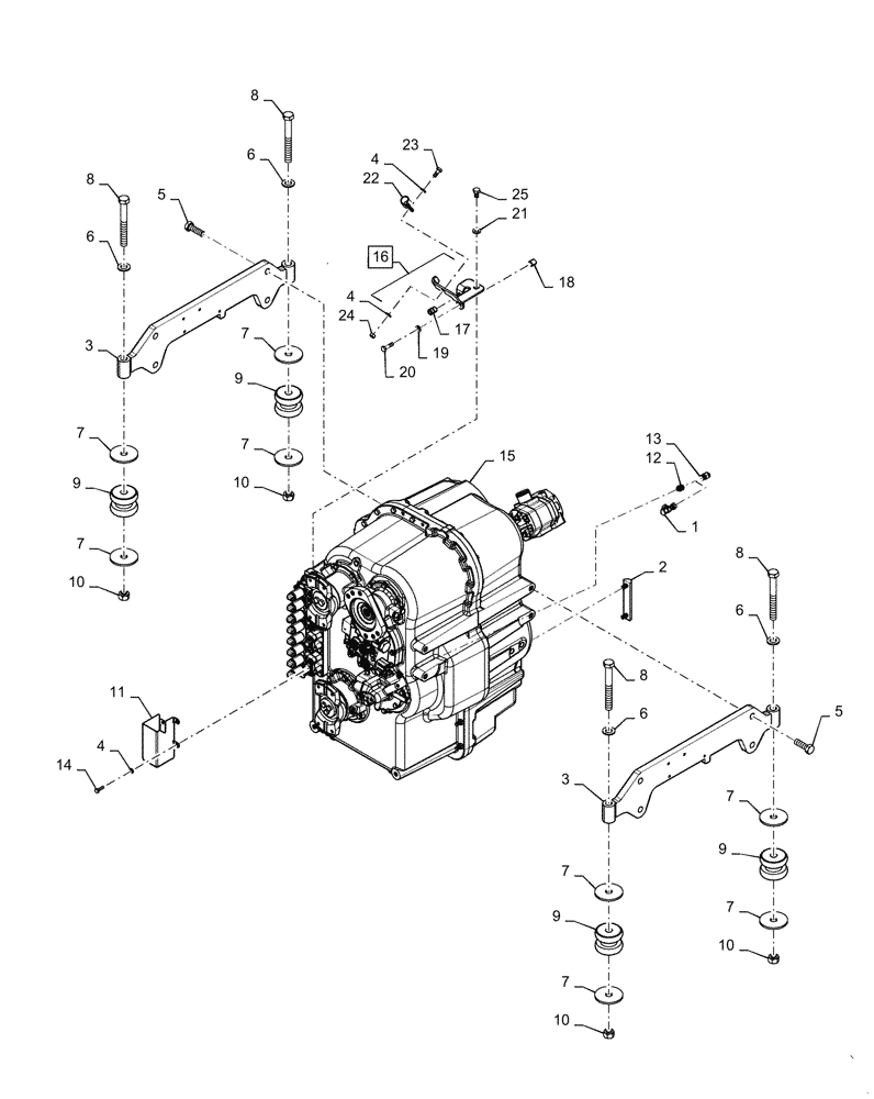Схема запчастей Case IH QUADTRAC 620 - (21.113.AD[11]) - TRANSMISSION MOUNTING, PS6 9C, 500 SCRAPER, 540 SCRAPER, 580, 620, ASN ZFF308001 (21) - TRANSMISSION