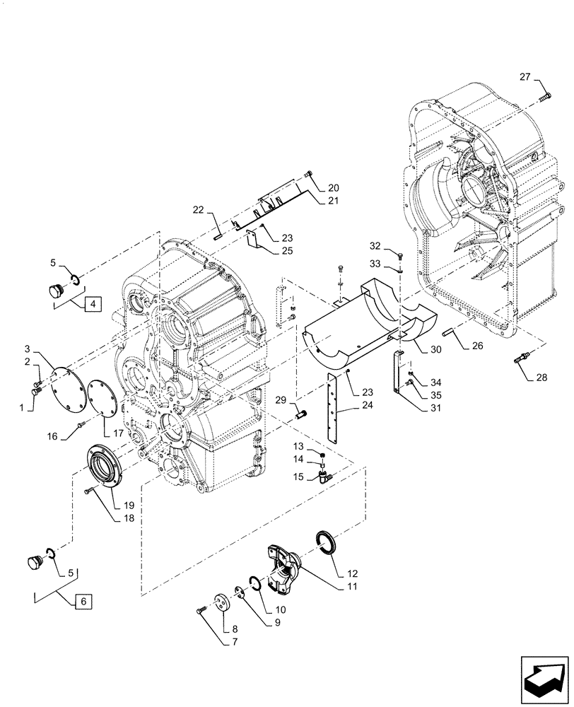 Схема запчастей Case IH QUADTRAC 620 - (21.113.AD[14]) - TRANSMISSION REAR YOKE, PS6, 9C, 500 SCRAPER, 540 SCRAPER, 580, 620, ASN ZFF308001 (21) - TRANSMISSION