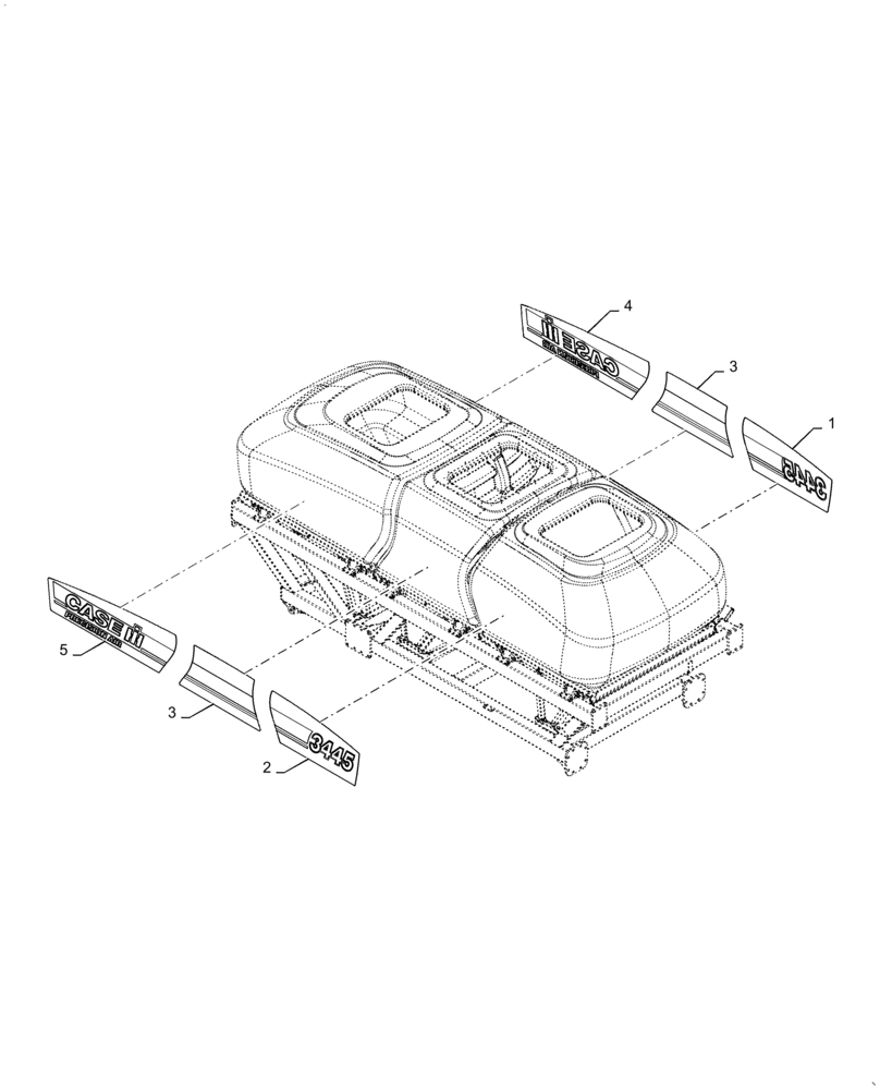 Схема запчастей Case IH 4765 - (90.108.AB[02]) - MODEL DECALS PRECISION AIR 3445 CASE (90) - PLATFORM, CAB, BODYWORK AND DECALS