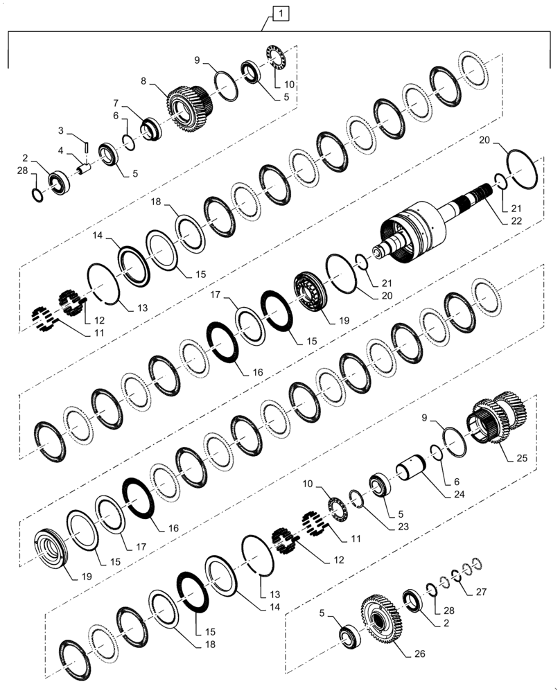 Схема запчастей Case IH STEIGER 540 - (21.155.AN[18]) - TRANSMISSION, 2ND SHAFT, PS6, 9C, 500 SCRAPER, 540 SCRAPER, 580, 620, ASN ZFF308001 (21) - TRANSMISSION