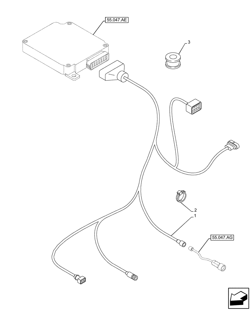 Схема запчастей Case IH MAXXUM 135 - (55.047.AF) - VAR - 743723 - HARNESS, W/ FAST STEER™ SYSTEM (55) - ELECTRICAL SYSTEMS