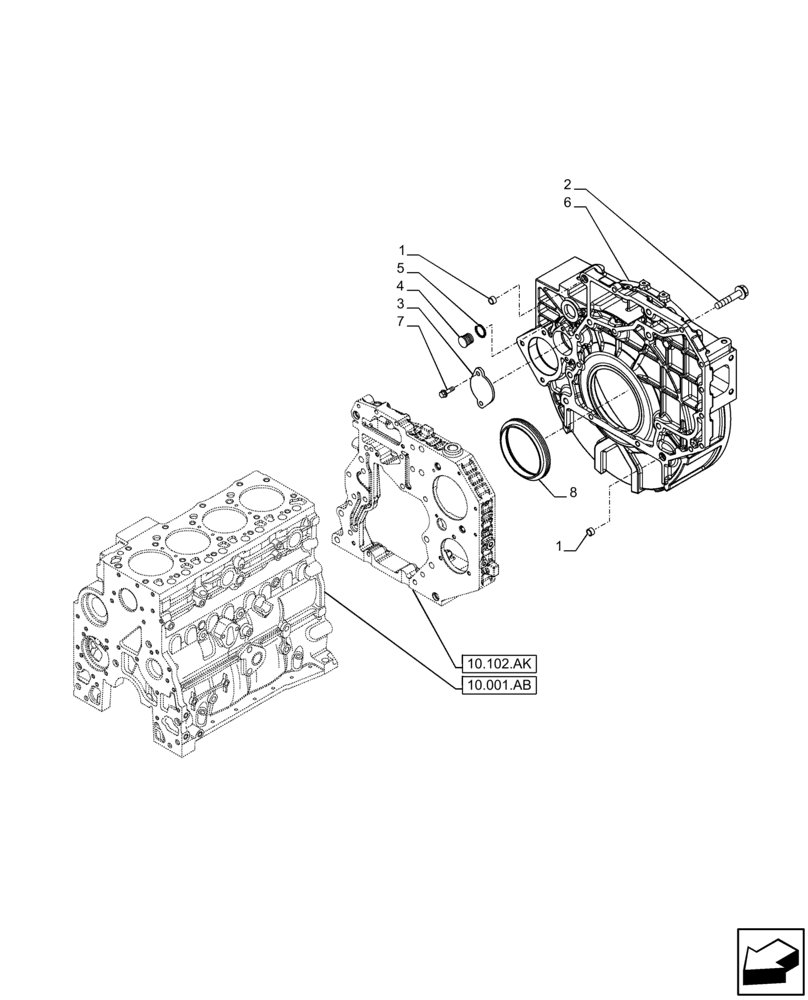 Схема запчастей Case IH F4HFE413X B001 - (10.103.AK) - FLYWHEEL HOUSING (10) - ENGINE