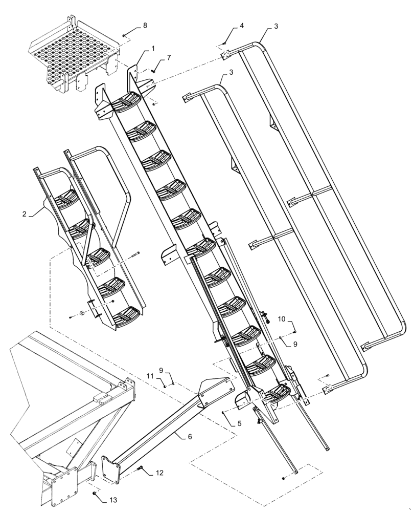 Схема запчастей Case IH 4765 - (80.150.AJ[07]) - FOLDING STAIRS 760 950 BUSHELL (80) - CROP STORAGE/UNLOADING