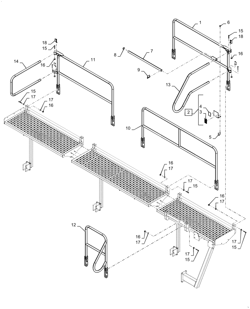 Схема запчастей Case IH 4765 - (80.150.AJ[13]) - PLATFORM HANDRAILS 435 460 BUSHELL TOW BEHIND (80) - CROP STORAGE/UNLOADING