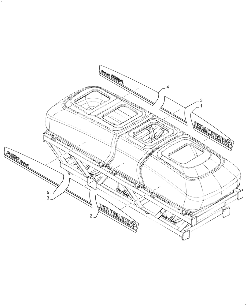 Схема запчастей Case IH 4765 - (90.108.AB[12]) - MODEL DECALS P4580 NEW HOLLAND (90) - PLATFORM, CAB, BODYWORK AND DECALS