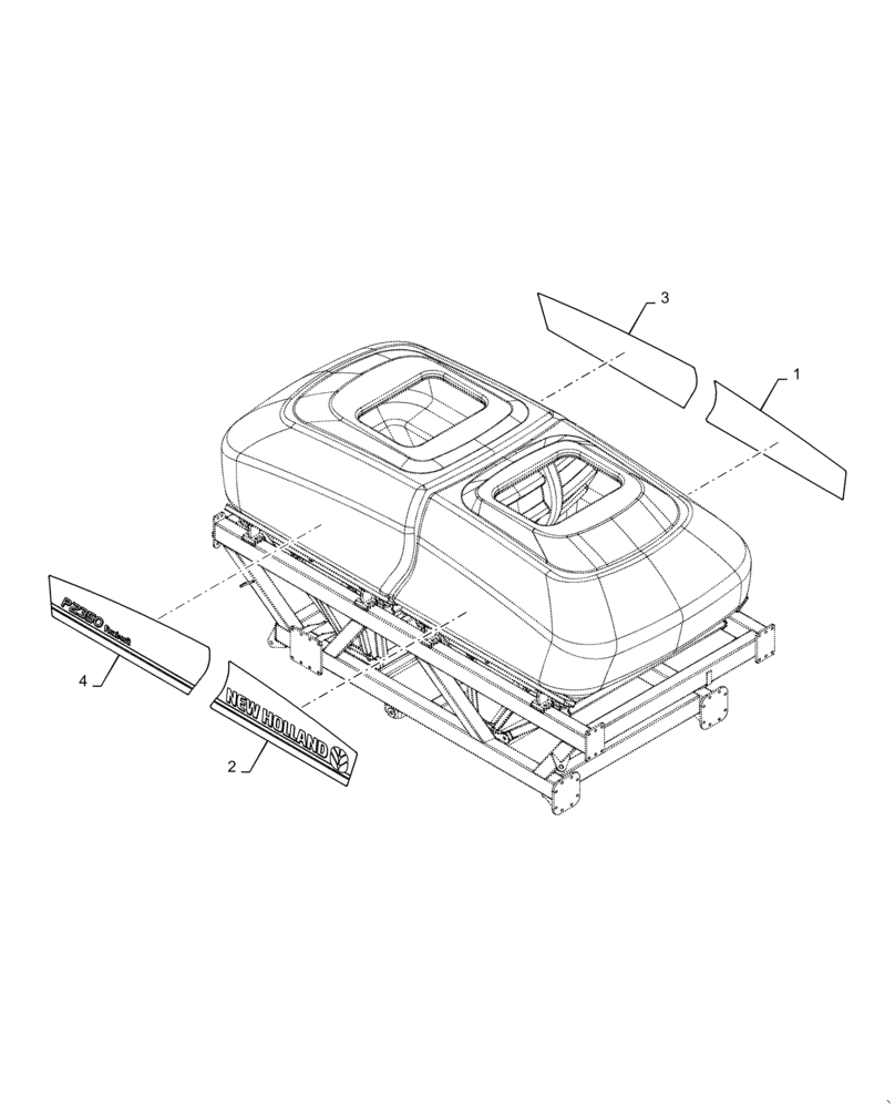 Схема запчастей Case IH 4765 - (90.108.AB[08]) - MODEL DECALS P2350 NEW HOLLAND (90) - PLATFORM, CAB, BODYWORK AND DECALS