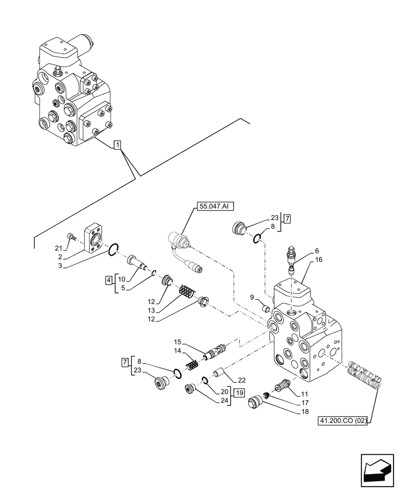 Схема запчастей Case IH MAXXUM 115 - (41.200.CO[03]) - VAR - 743723 - STEERING VALVE, W/ FAST STEER™ SYSTEM, COMPONENTS (41) - STEERING