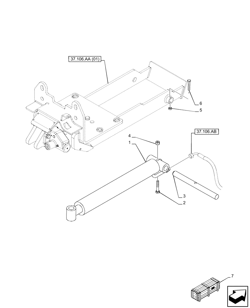 Схема запчастей Case IH PUMA 150 CVT - (37.106.AD) - VAR - 758113 - HYDRAULIC TOW HOOK, CYLINDER (37) - HITCHES, DRAWBARS & IMPLEMENT COUPLINGS