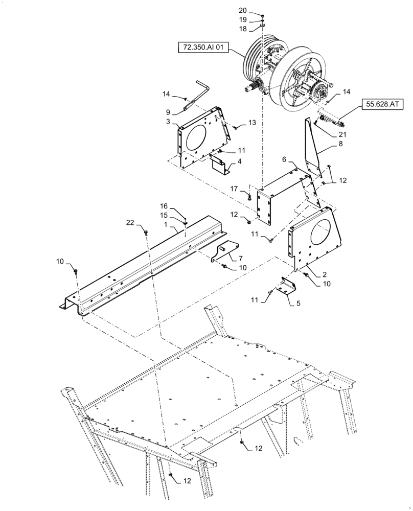 Схема запчастей Case IH 6140 - (72.350.AJ) - SEPARATOR JACKSHAFT SUPPORT (72) - SEPARATION