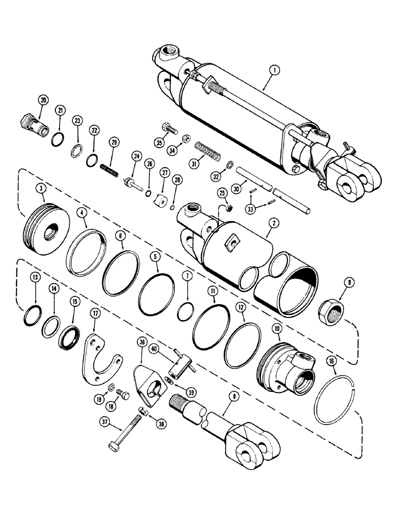 Схема запчастей Case IH 870 - (263A) - 3 1/4" X 8" REMOTE HYDRAULIC CYLINDER, WITH HYDRAULIC LIMIT STOP (09) - CHASSIS/ATTACHMENTS