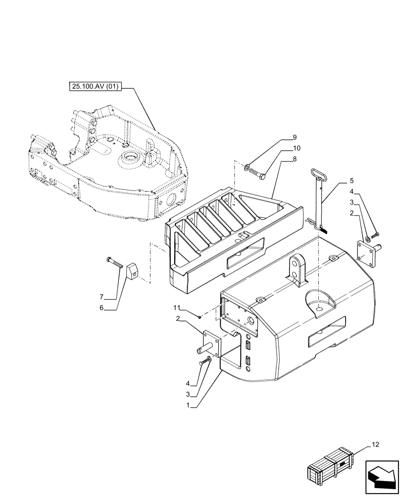 Схема запчастей Case IH PUMA 165 - (39.140.AF[01]) - VAR - 758098 - FRONT WEIGHT (1000 KG) (39) - FRAMES AND BALLASTING