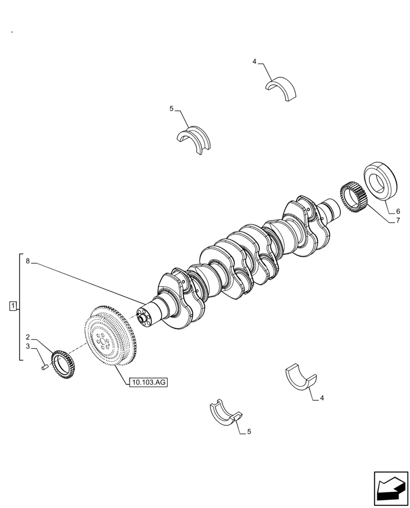 Схема запчастей Case IH F4HFE413X B001 - (10.103.AA) - CRANKSHAFT (10) - ENGINE