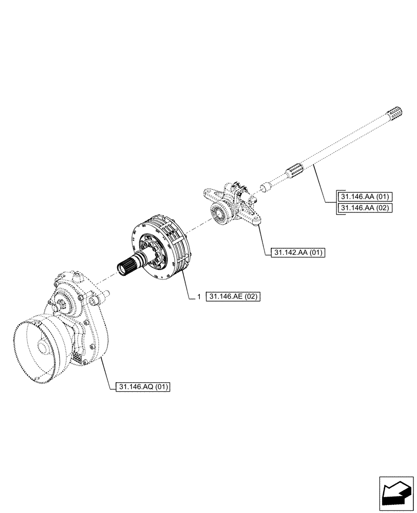 Схема запчастей Case IH PUMA 165 CVT - (31.146.AE[01]) - VAR - 758091, 758093, 758245, 758247, 758248 - FRONT PTO, CLUTCH (31) - IMPLEMENT POWER TAKE OFF
