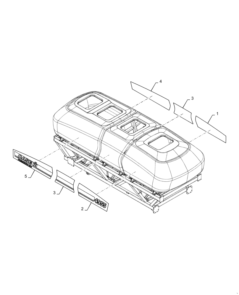 Схема запчастей Case IH 4765 - (90.108.AB[07]) - MODEL DECALS PRECISION AIR 4955 CASE (90) - PLATFORM, CAB, BODYWORK AND DECALS