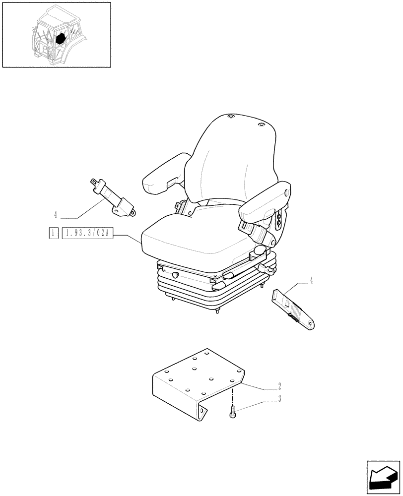 Схема запчастей Case IH JX90U - (1.93.3/02) - (VAR.859) SEAT (W/CAB) (10) - OPERATORS PLATFORM/CAB